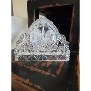 Vintage Hofbauer Byrdes Birds Napkin Holder German Lead Crystal Heart